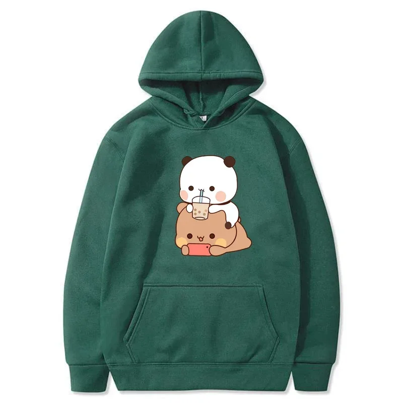 Bubu And Dudu Drink Bubble Tea Print Women Hoodie Female Sweatshirt Harajuku Loose Long Sleeve Clothes