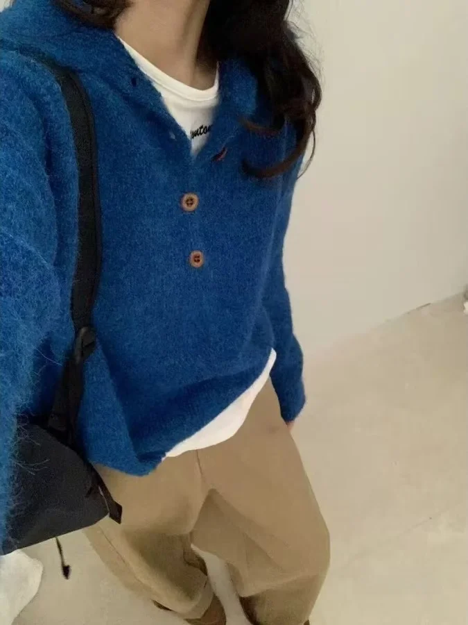 Cappotto maglione lavorato a maglia Ele da donna vestibilità ampia collo alto abbigliamento interno f collo alto autunno inverno capispalla morbido Thiened