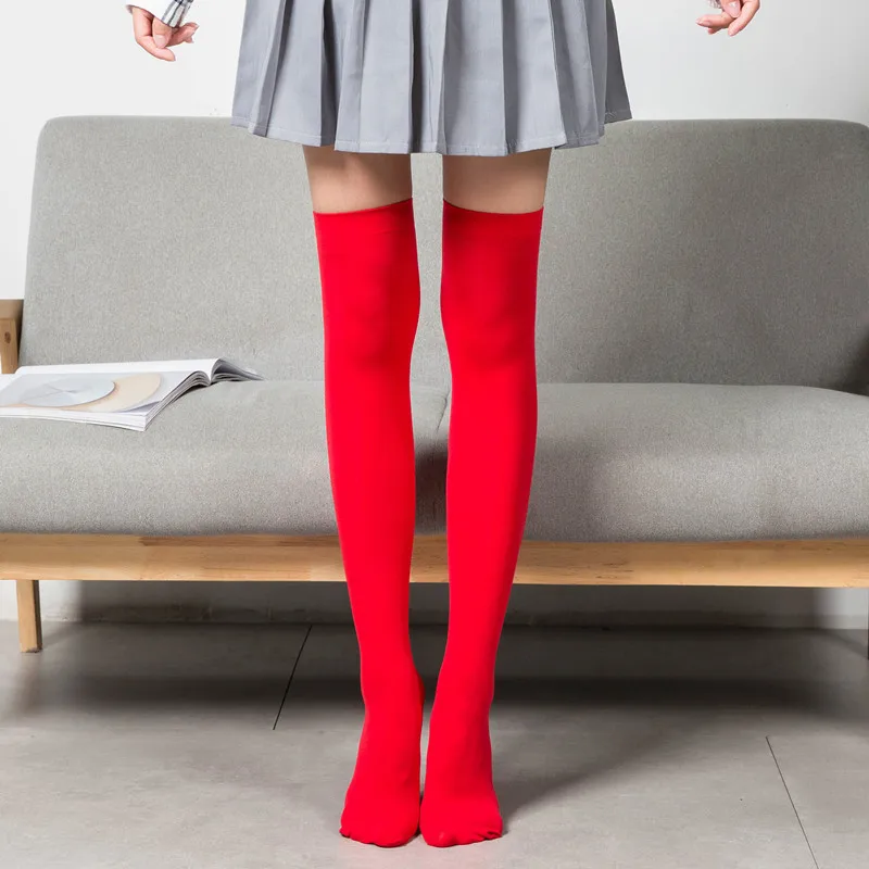 Velvet Stockings Japanese Style Thigh High Socks Women's Skirt Boots Stockings Spring and Autumn Opaque Meat Students' Socks Can