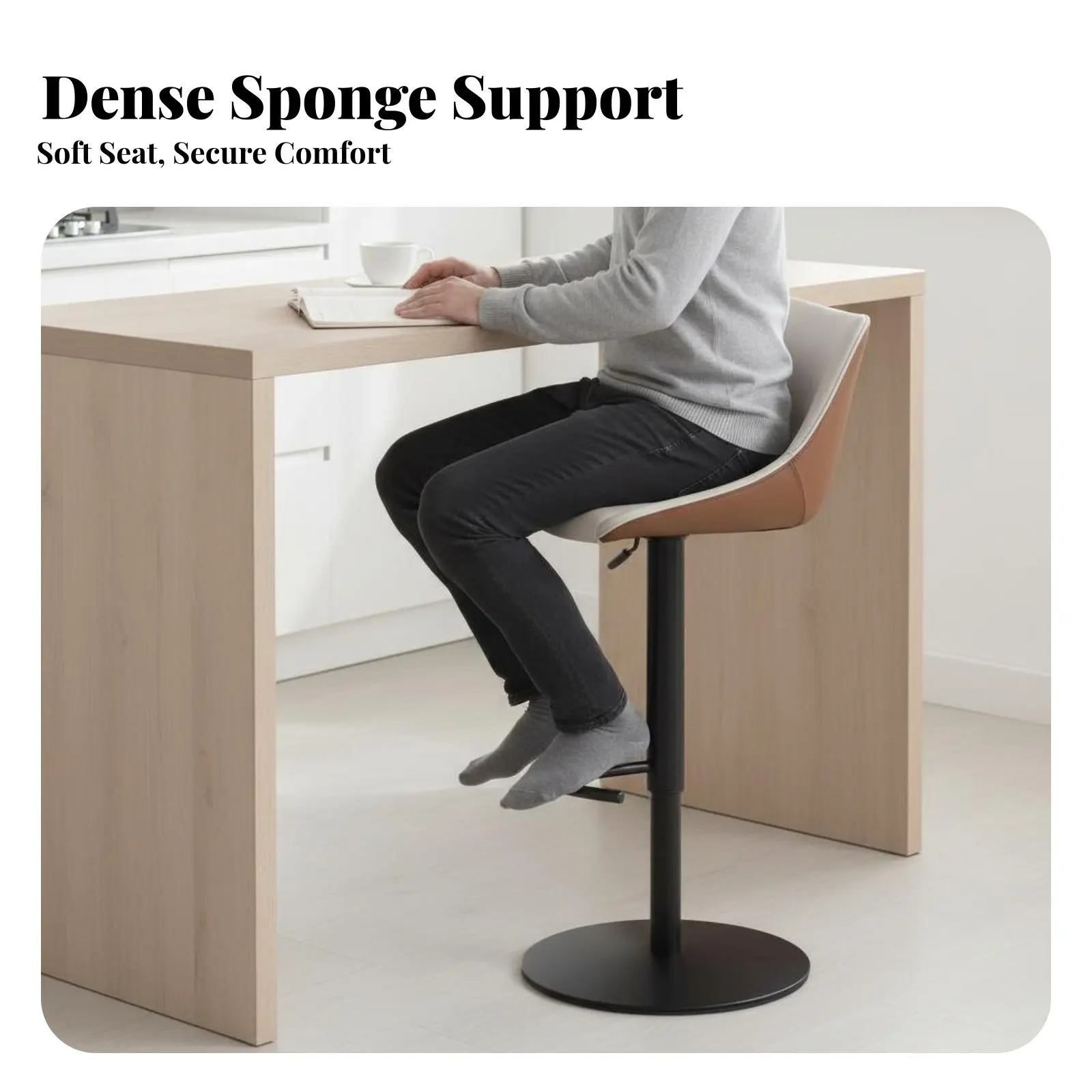 

Adjustable Pedestal Stool rotate Function Pedestal Bar Stool Minimalist Design Stable Base for Homeowners, Adults, Cafe, Bistro