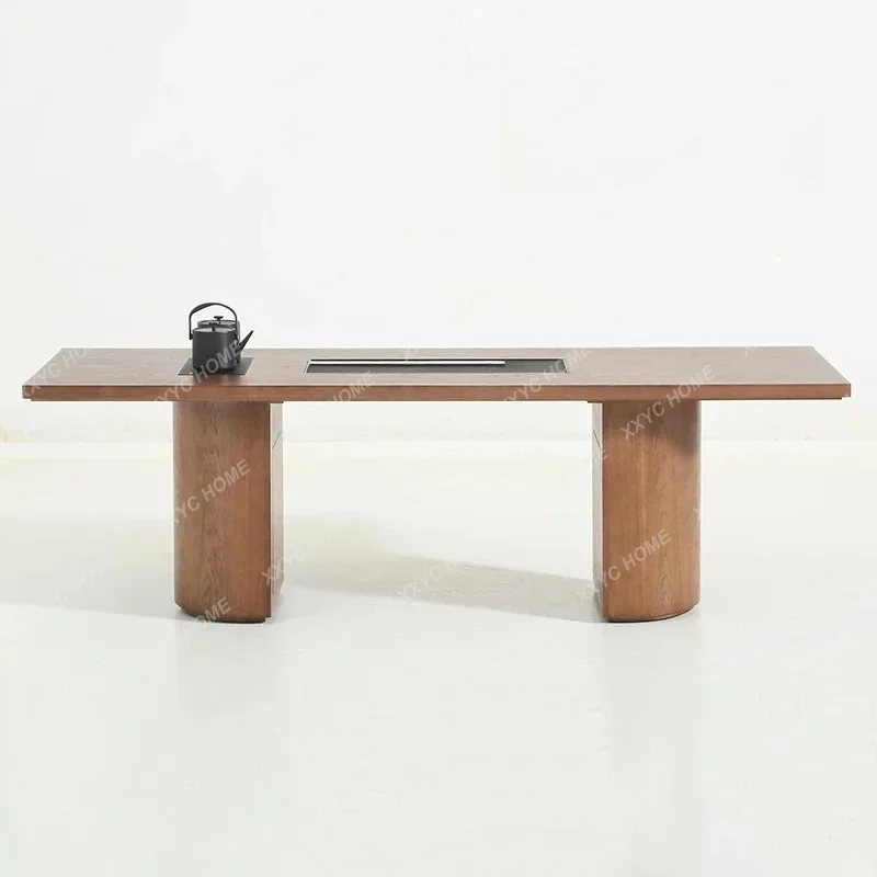 X Modern Simple Tea Table Kettle Embedded Minimalist Design Ash Wood Tea Table