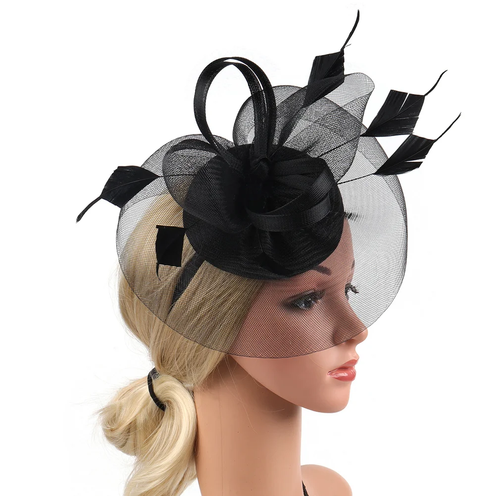 

Gauze Fascinator Headband Women Wedding Tea Party Hat Banquet Headdress Retro Artificial Plume Mesh Lightweight Fade-Resistant