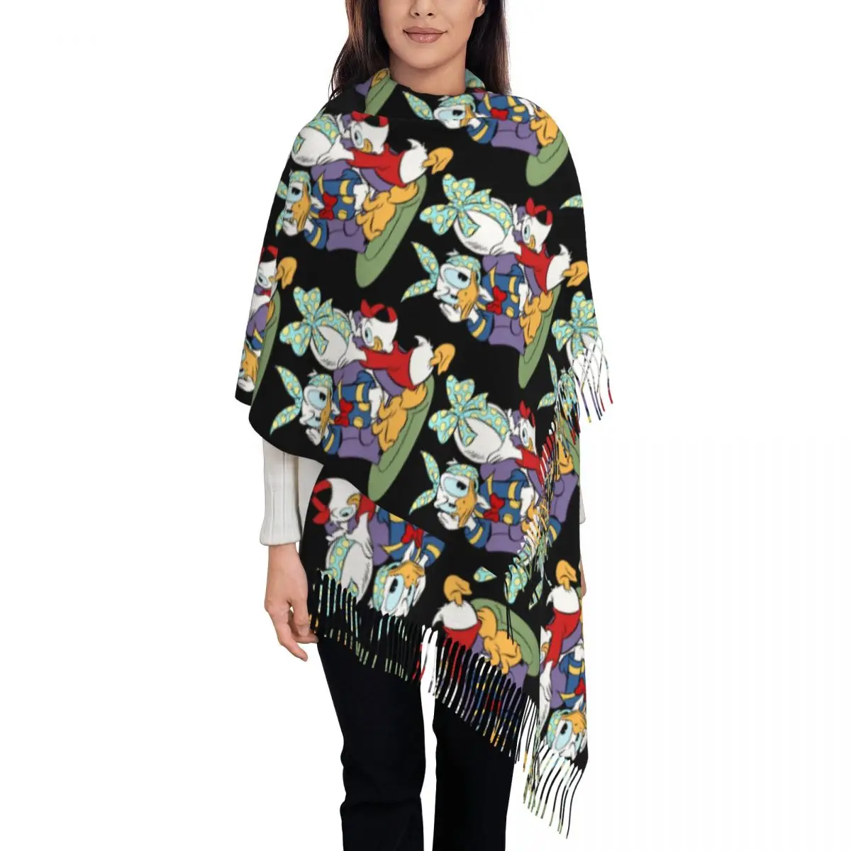 

Шарф с рисунком Дональда Дака на заказ для женщин и мужчин, зимние теплые шарфы, шали, накидки