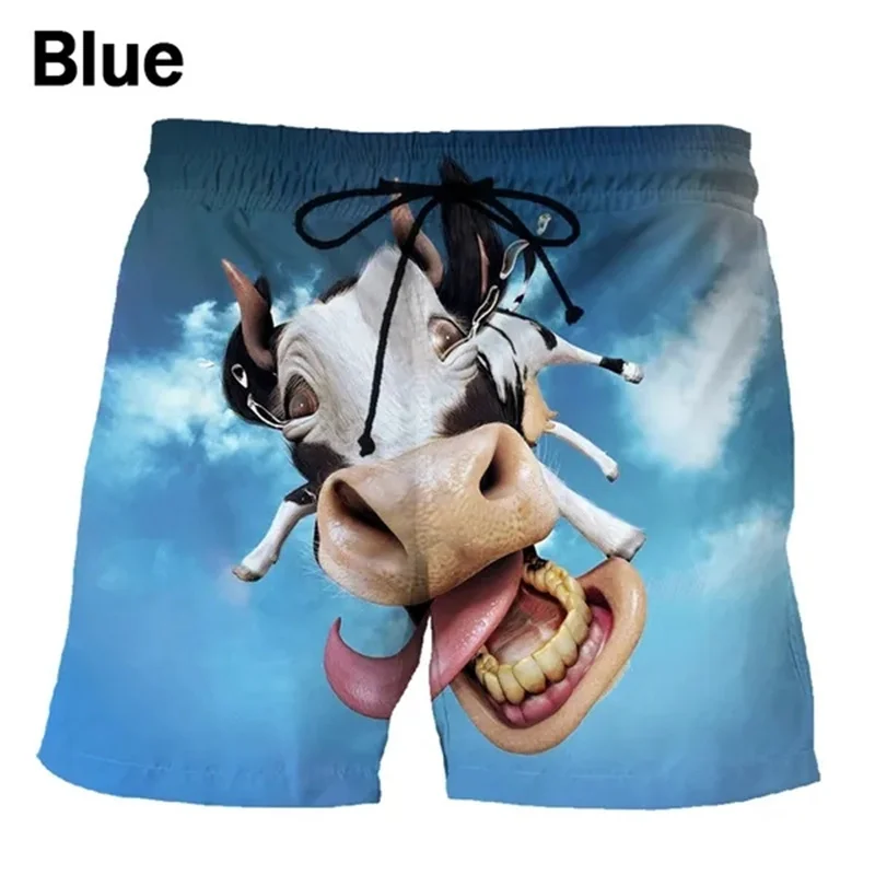 New Funny Milk Cow 3D Printed Men Women Shorts Swimwear Quick Drying Swimming Trunks Men Homme Board Beach Surfing Shorts