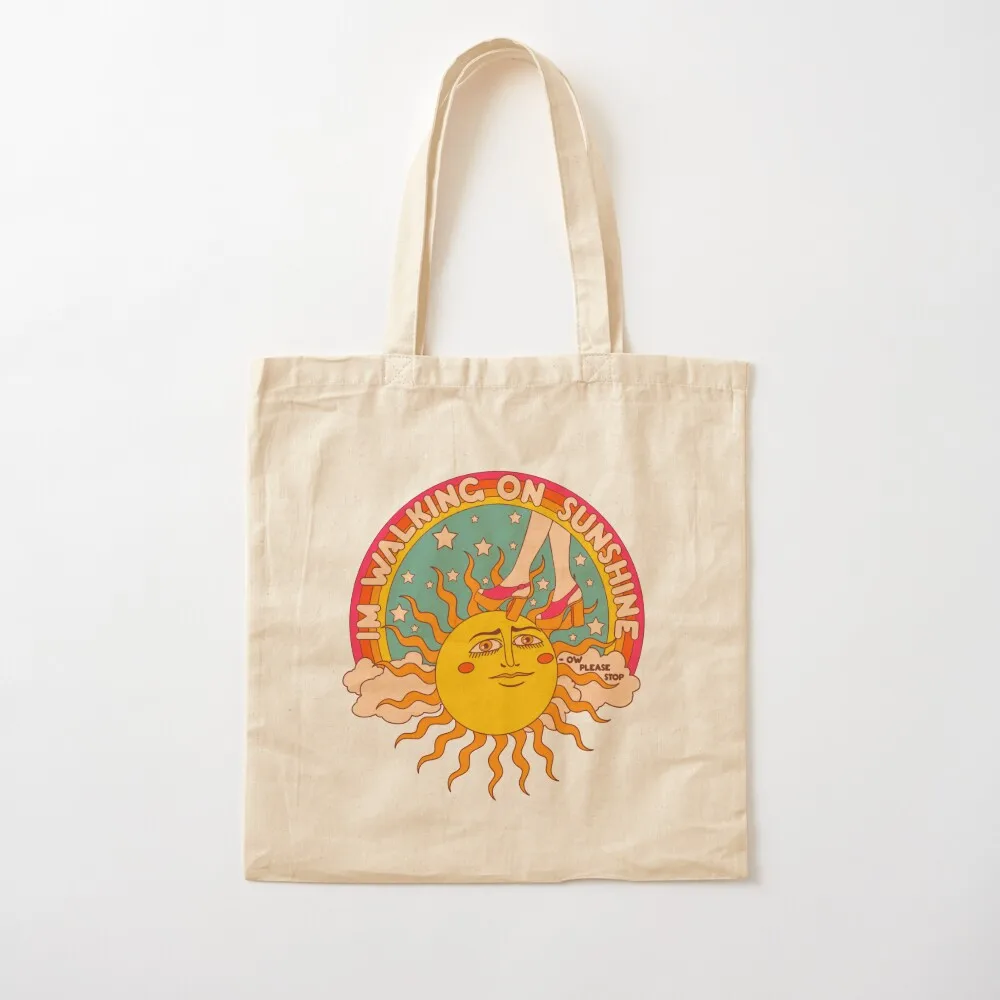 Walking on sunshine Tote Bag tote bag woman shopping bag logo canvas tote Custom