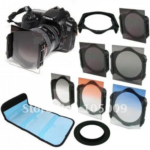 49 52 55 58 62 67 72 77 82 mm ring+Square Graduated Orange Blue grey+ND2/ND4/ND8 lens filter for Cokin P series Adapter