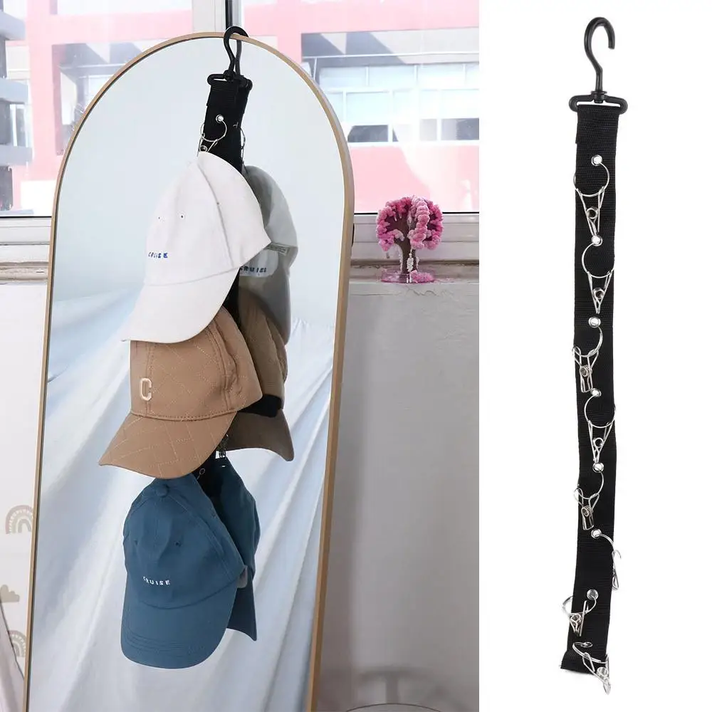 Siyah Şapka Depolama Rafı 8 Klipsli Asılı 360 Derece Dönen Kapaklar Dikey Raf Rafı Yumruk Ücretsiz Ağır Hizmet