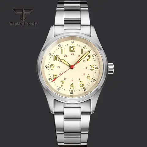 Tandorio NH35 Automatisk 36mm Pilot Herrklocka Aviator 20BAR Dykklocka PT5000 Mekanisk Stål Armbandsur Grönt Lume Borstat 8 best sales pt5000 - №6