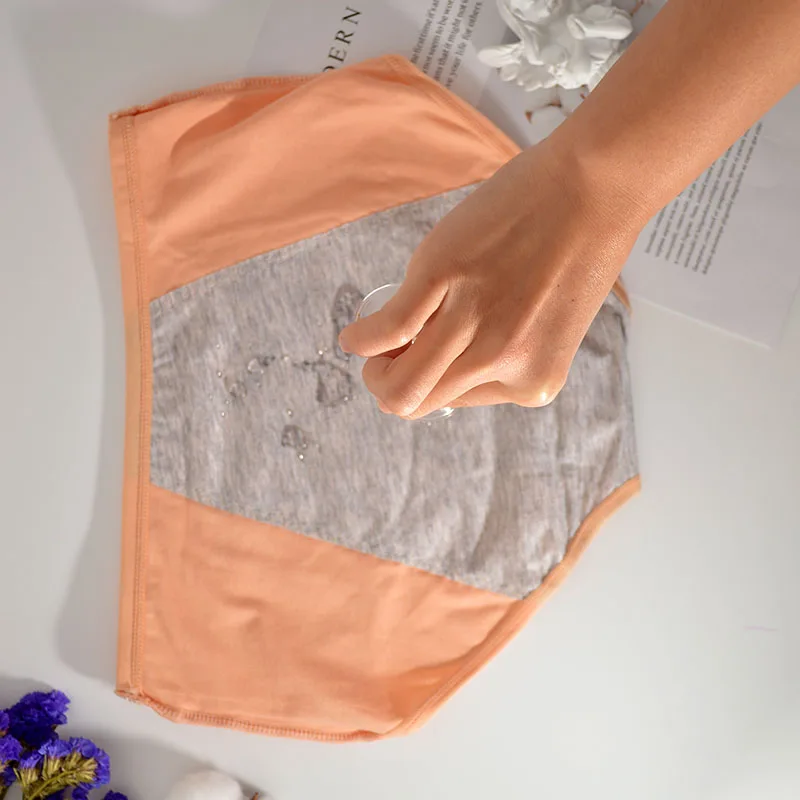 Calcinha Menstrual de Algodão com Bolso para Mulheres, Absorvente Vazamento, Shorts Midwaist, Cuecas Sexy Respiráveis, L-4XL