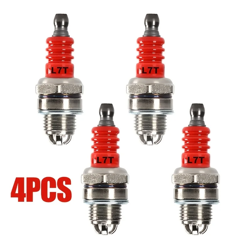 L7T 3 Electrodes Red Spark Plug For 2 Stroke Chainsaw Hedge Trimmer Blower Garden Replacement Parts 1/4Pcs Optional