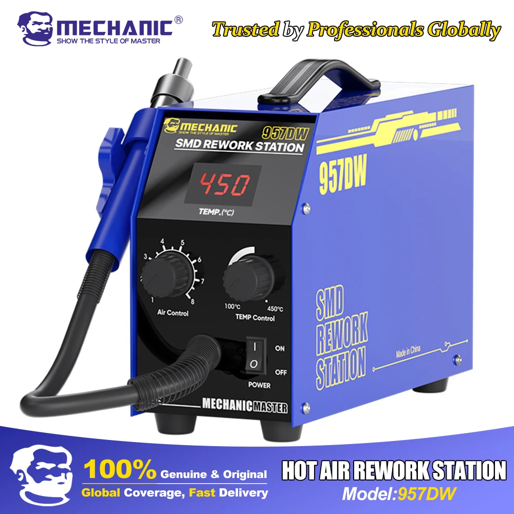 MECHANIC Hot Air Rework Station, Adjustable Temperature Airflow for SMD BGA PCB, Phone Laptop Motherboard Repair Tool