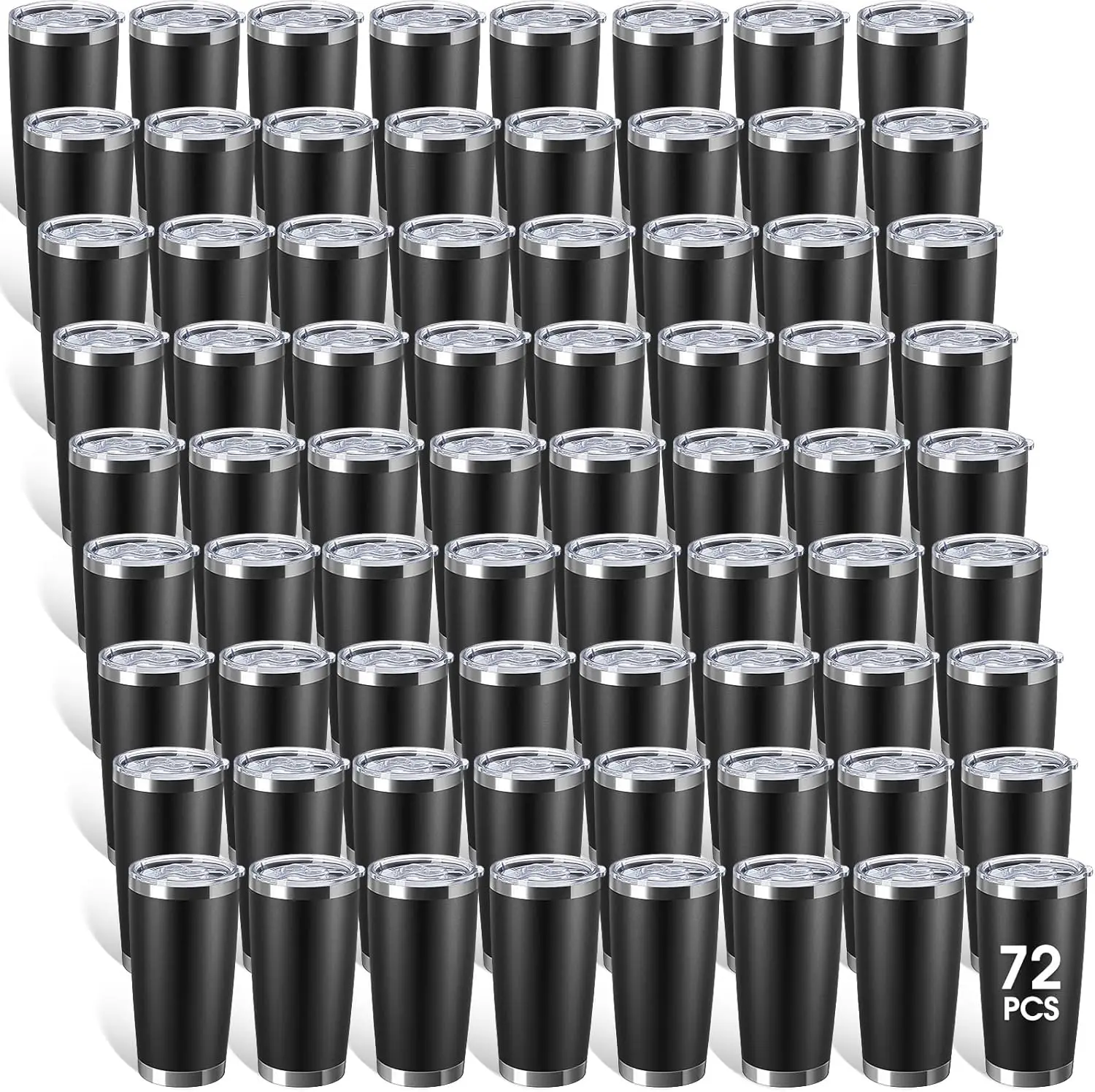 72 Pcs Stainless Steel Tumbler Bulk 20 Oz Insulated Tumbler Cup Double Wall Vacuum Coffee Mug Black