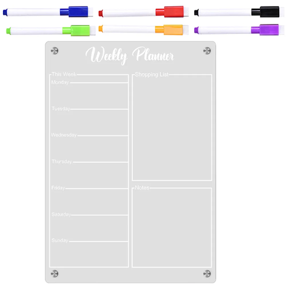 

Acrylic Weekly Planner Refrigerator Writing Board White Magnetic Whiteboard Calendar Attraction Dry Erase for Fridge