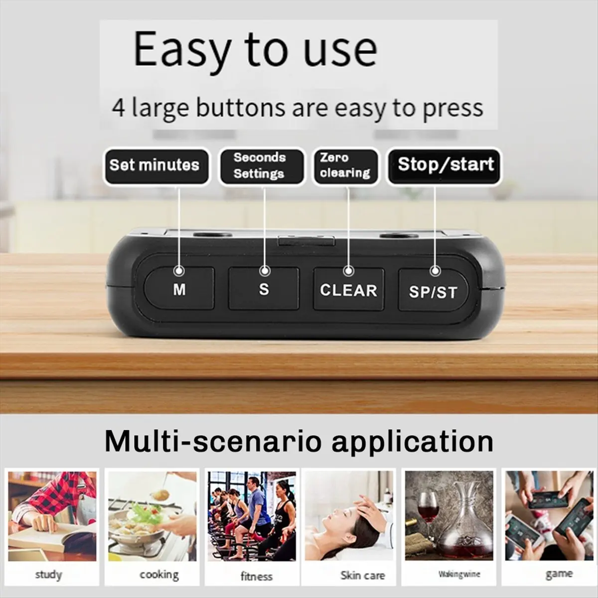 AA05 Timer for Kids, Kitchen , Digital Timer for Cooking, Magnetic Countdown Timer for Exercise, Study, Oven Black