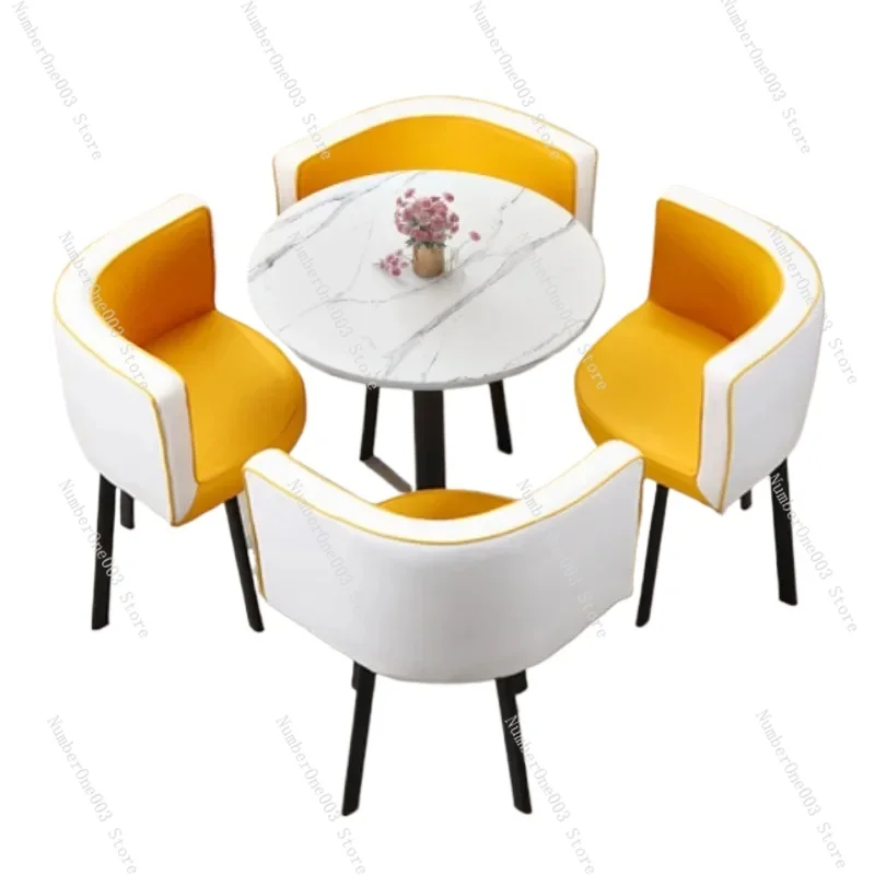 Luxury Modern Living Room Coffee Table Sets Tea Round Marble Glass Top Coffee Table French Chair Cafe Furniture