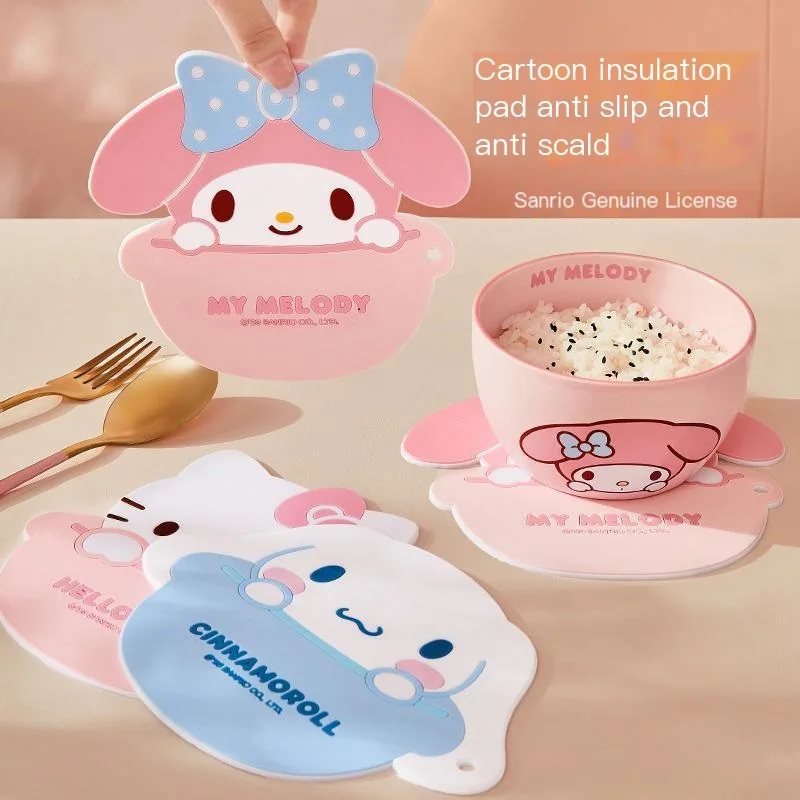 

Sanrio New Melody Cute Insulation Pad Anti Scalding Cartoon Waterproof Oilproof Silicone Dining Table Student Coaster Household