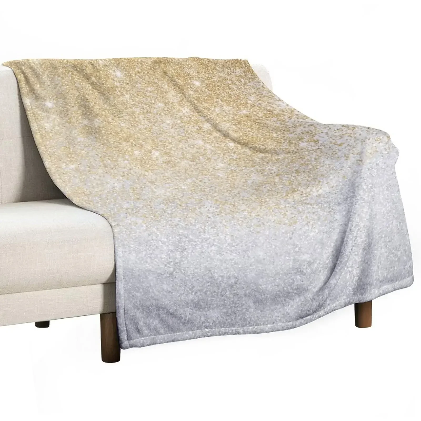 

Gold and Silver Glitter Ombre Luxury Design Throw Blanket Custom Soft Plush Plaid Decorative Sofas Blankets