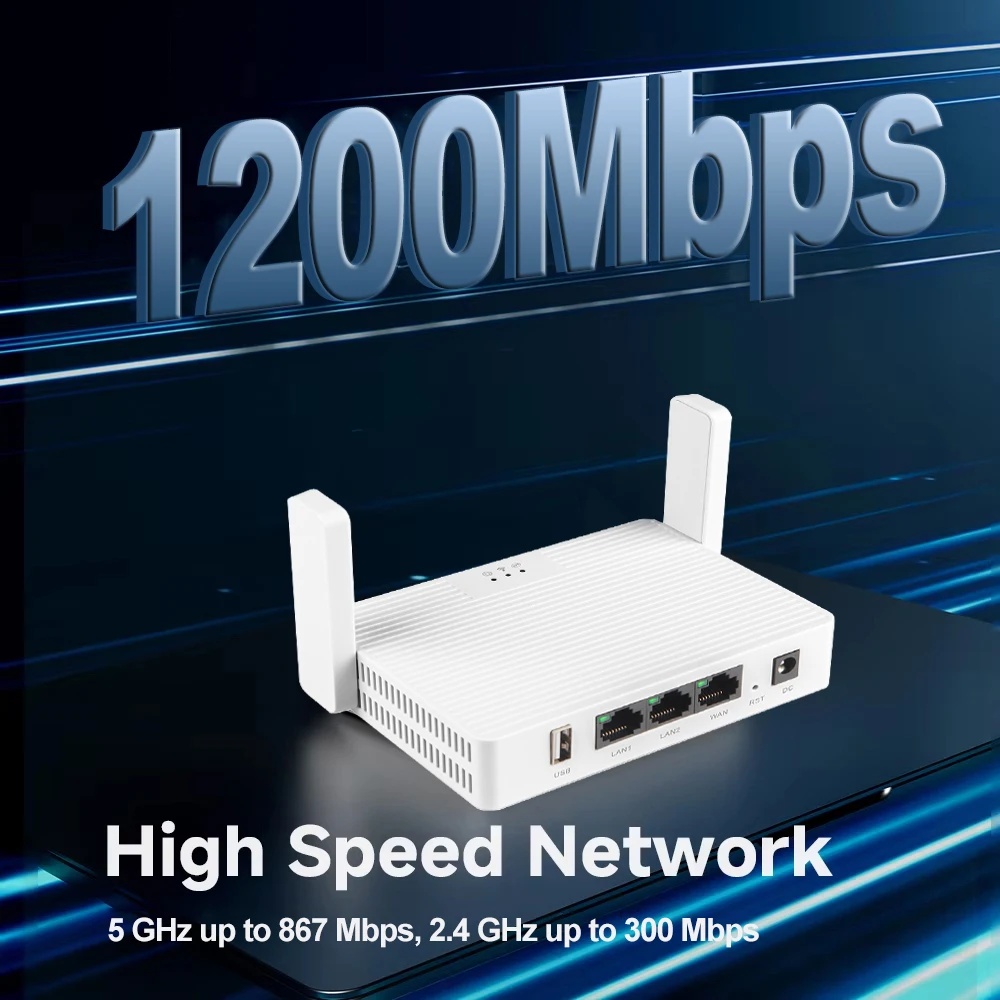 1200Mbps موزع إنترنت واي فاي ثنائي النطاق 2.4G/5 جيجا هرتز جيجابت Lan راوتر لاسلكي دعم VPN 2 هوائي قوي إشارة راوتر للهاتف المحمول #2