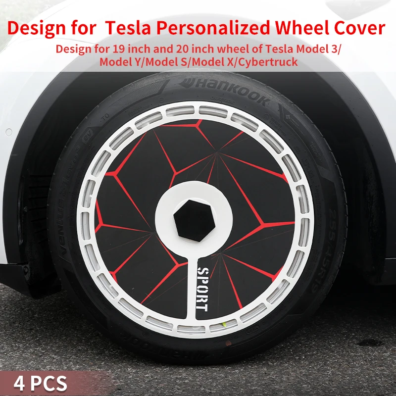 19 inch and 20 inch Hubcaps 4PCS Design for TESLA Model 3/Y/S/X/Cybertruck Vehicle Full Wheel Cover Cap Replacement Accessorie