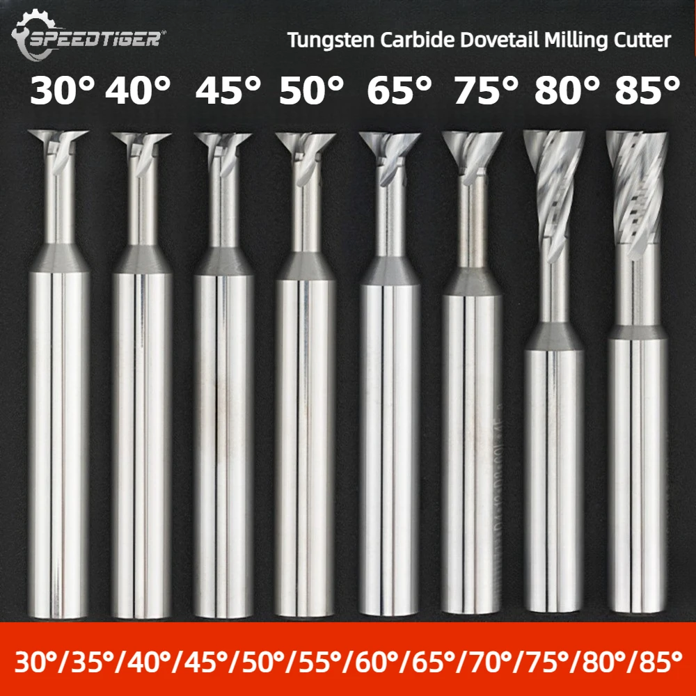 SPEEDTIGER Carbide Dovetail Milling Cutters 30 35 40 45 50 55 60 65 70 75 80 85 Angle Dia 1mm-12mm Tungsten Steel For Aluminum