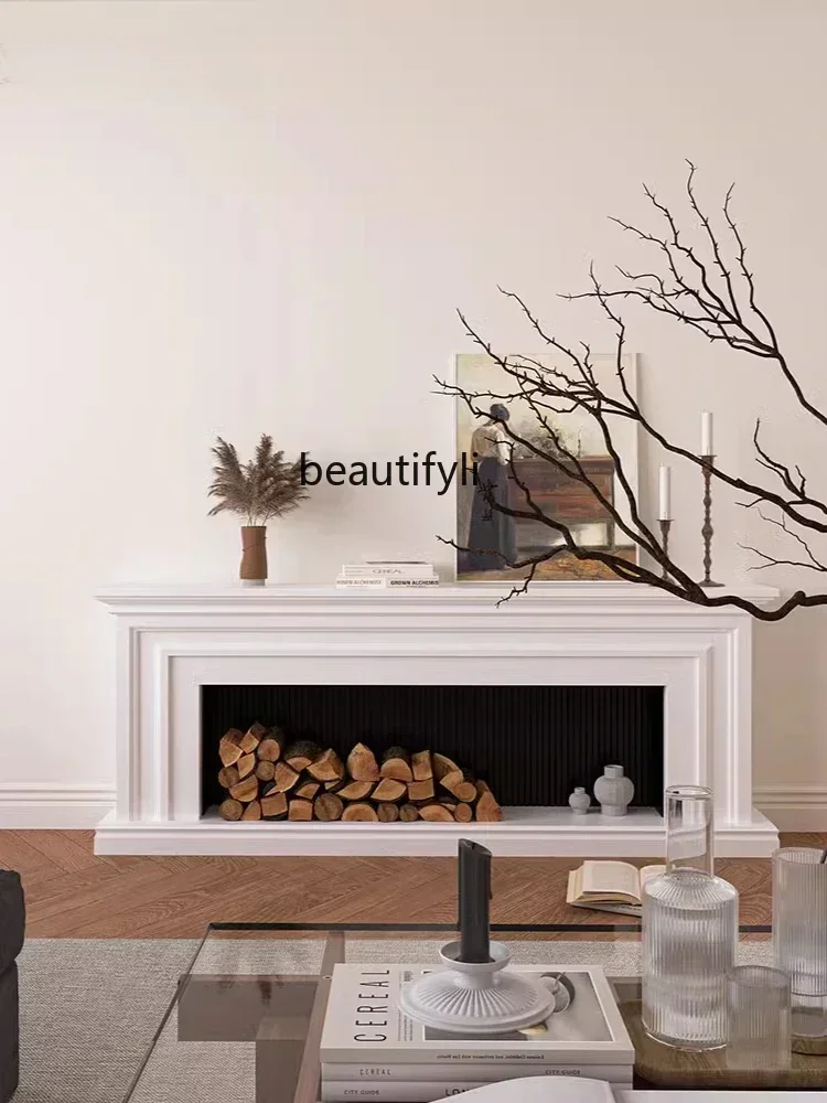 

D96 Простой шкаф для телевизора из массива дерева, американский современный камин, мягкий европейский дизайн для гостиной, входной декоративный шкаф