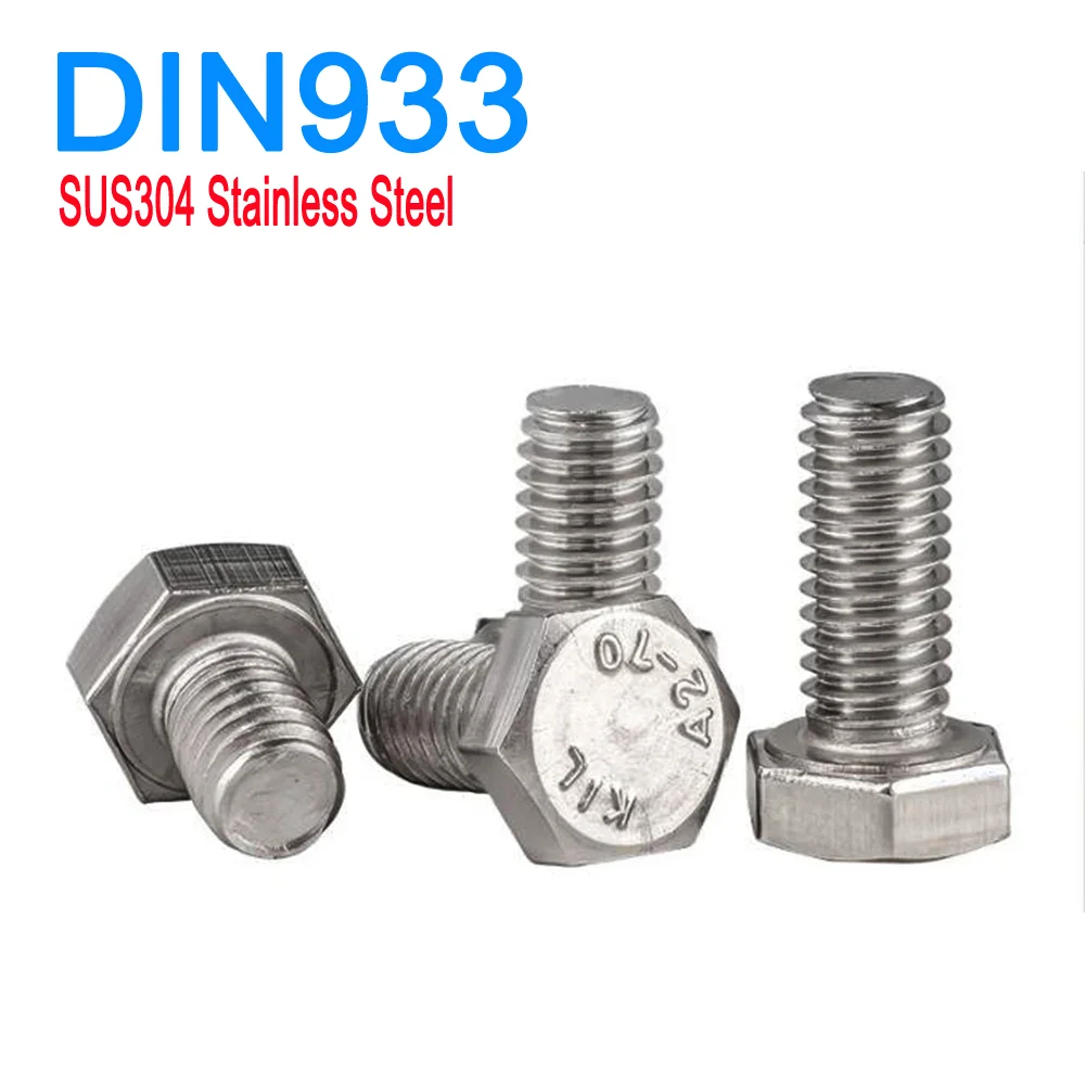 Hex Screws 1/4 5/16 3/8 7/16'' UNC UNF SUS304 A2 Stainless Steel External Hexagon Head Bolts Full Threaded DIN933
