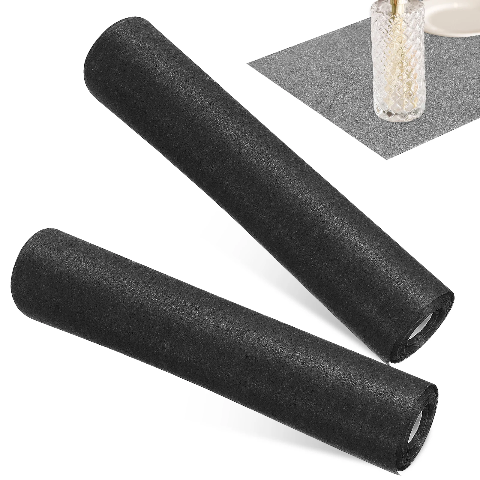 

2 Rolls Disposable Runner 30x1200cm Grey Decorative Cloth for Birthday Wedding Banquet Party Table Cover Placemat Table Flag
