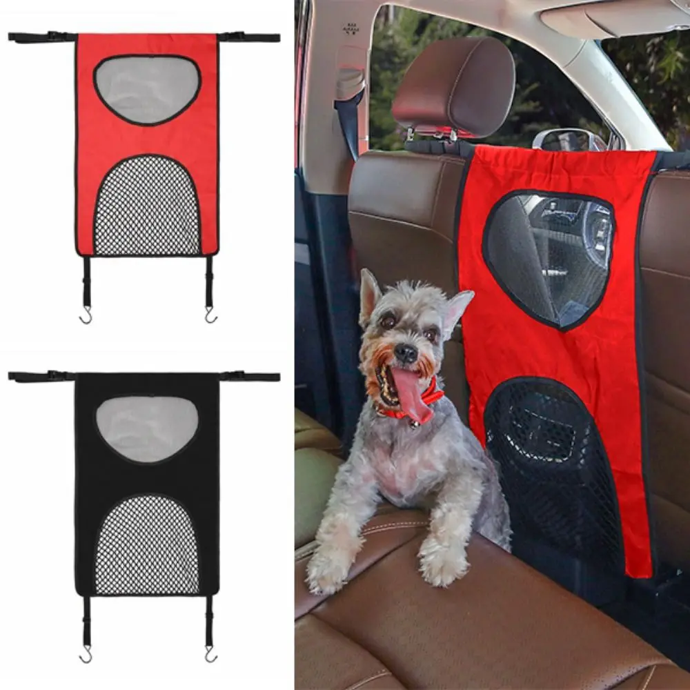 Universal Dog Car Net Barrier Durable Elastic Mesh Pet Net Barrier with 2 Hooks Breathable Elastic Mesh Storage Bag