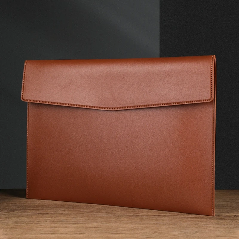 Portable PU File Folders Button Closure File Bag Document Business Office Choice QXNF