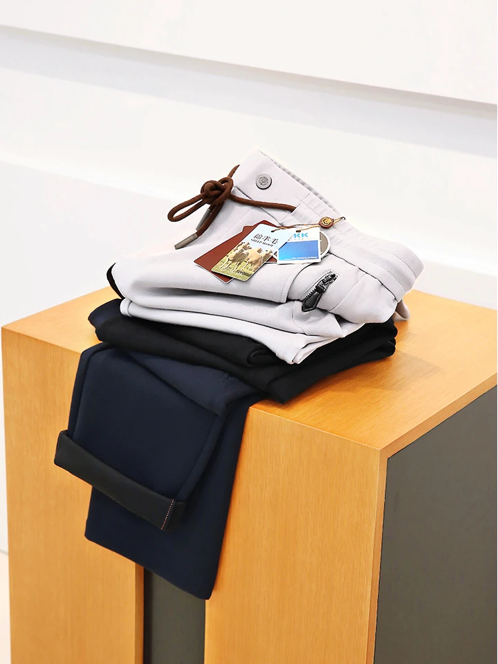 

Functional Qui Dry Wool Casual Pants Men's High End Soft Breathable Versatile Spring Summer Straight Leg Elastic Waist