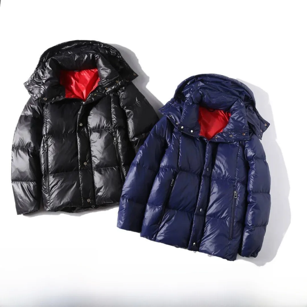 

Thiened High Loosen 90 down Filling Hooded down Jaet Winter Coat Warm Casual Sle Zipper Closure Regular Fit Long Sve