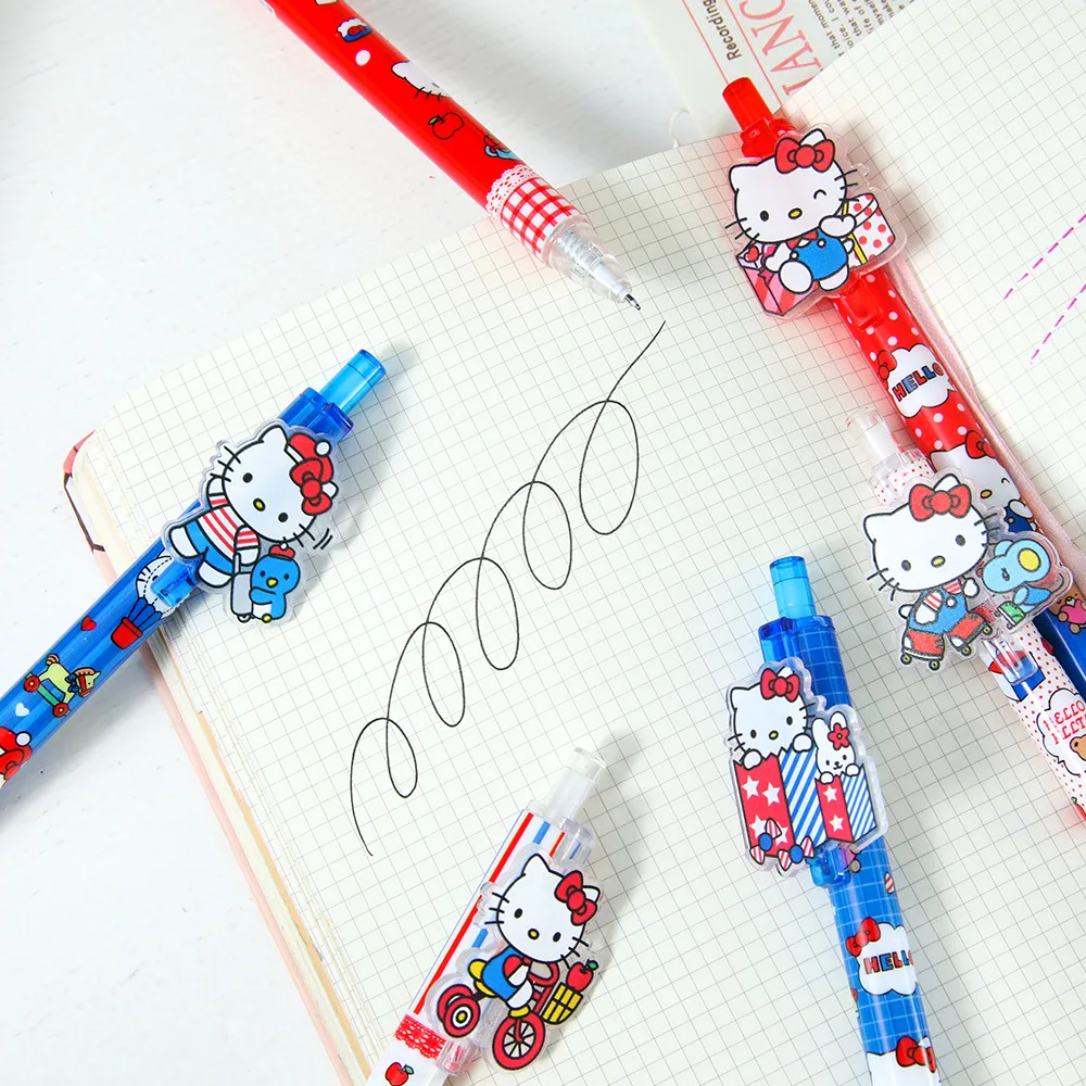 Sanrio 48 Stück/Set Gelstift Neue Cartoon-Katze Runde Perlen zum Schreiben 0,5 mm Schwarz Schreibwaren Unterschrift Schreibwaren in Box – Detail 5