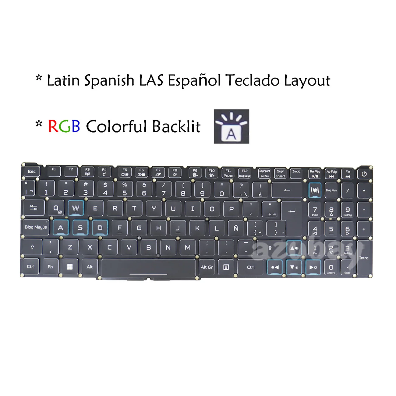 RGB Backlit Keyboard for Acer Predator Helios PH315-52 PH317-53 PH317-54, Predator Triton PT315-51 PT315-52 LA SP Latin Spanish