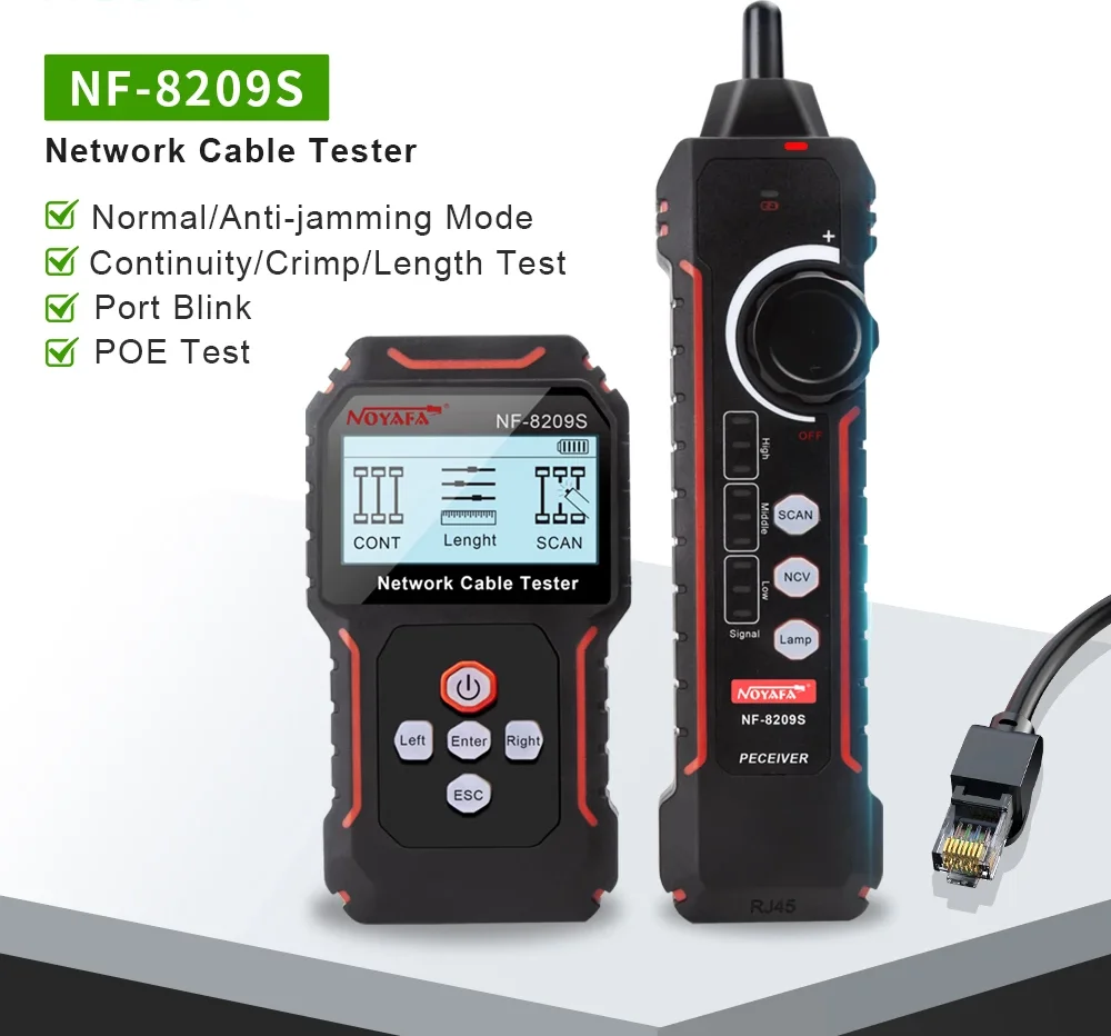 NOYAFA Cable and Network tester Cable and Network test NF-8209S LCD Network Cable Tester Wire Tracker PoE Cable Tracker