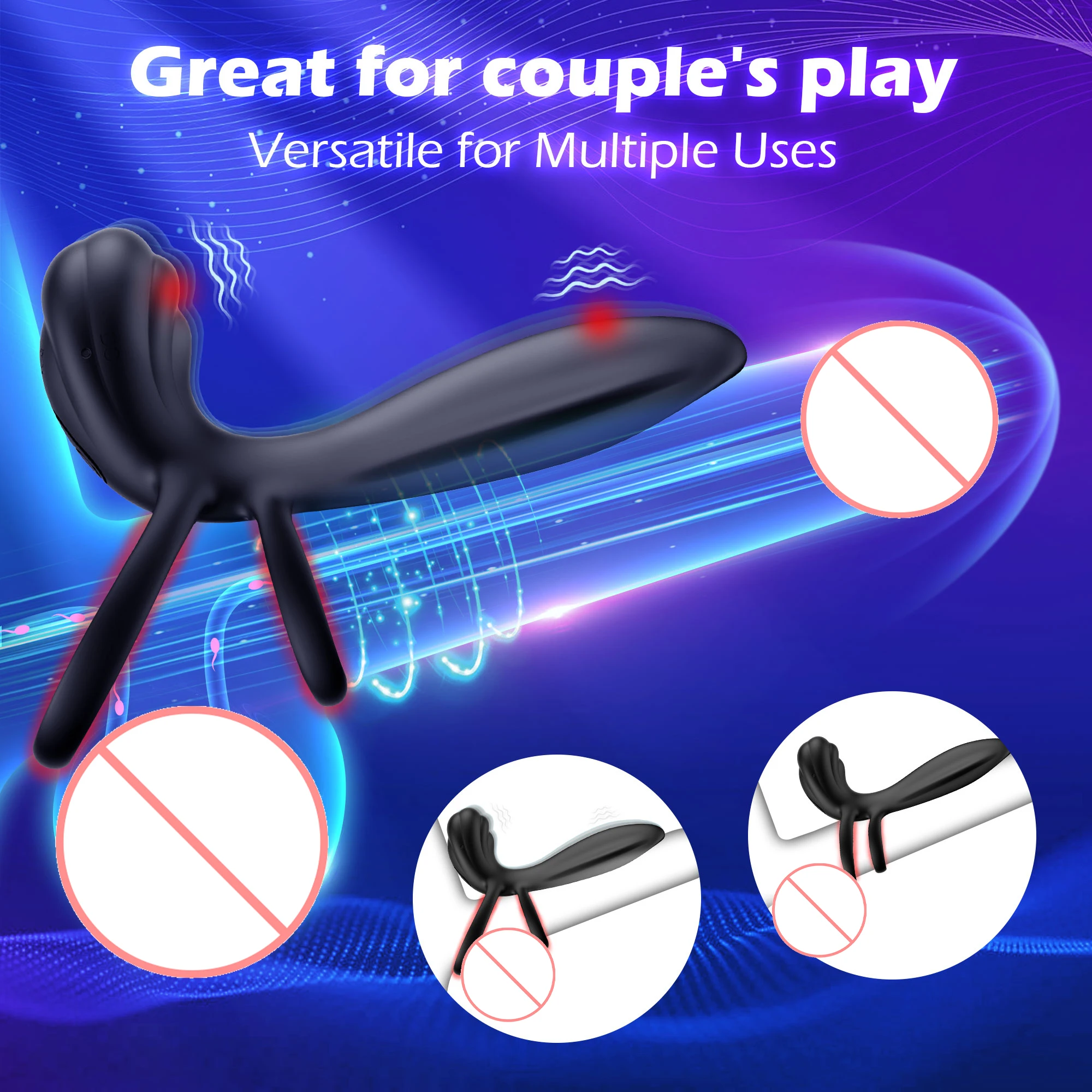 Vibrating Cock Ring Remote Control Dual Penis Ring for Men Couple with Vibrating G-spot and Clitor Simulator 3 in 1 Vibrator Adu