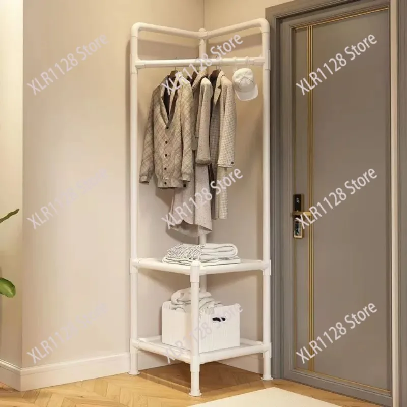 

Многоярусная угловая напольная вешалка для одежды с полками для хранения вещей в спальне и дома