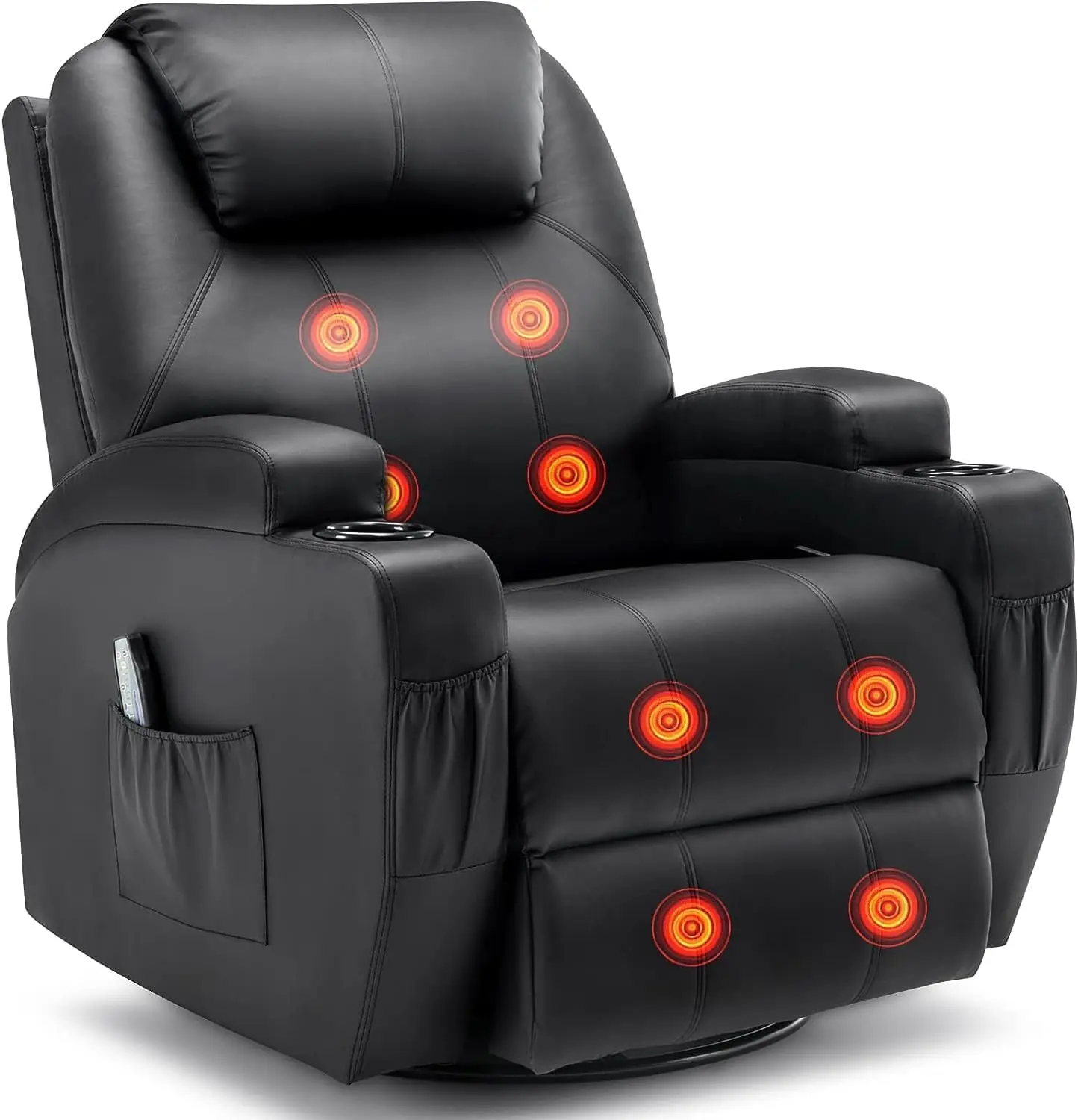 360° Swivel Recliner Chairs for Adults, Rocker Manual Recliner with Remote Control and Cup Holder