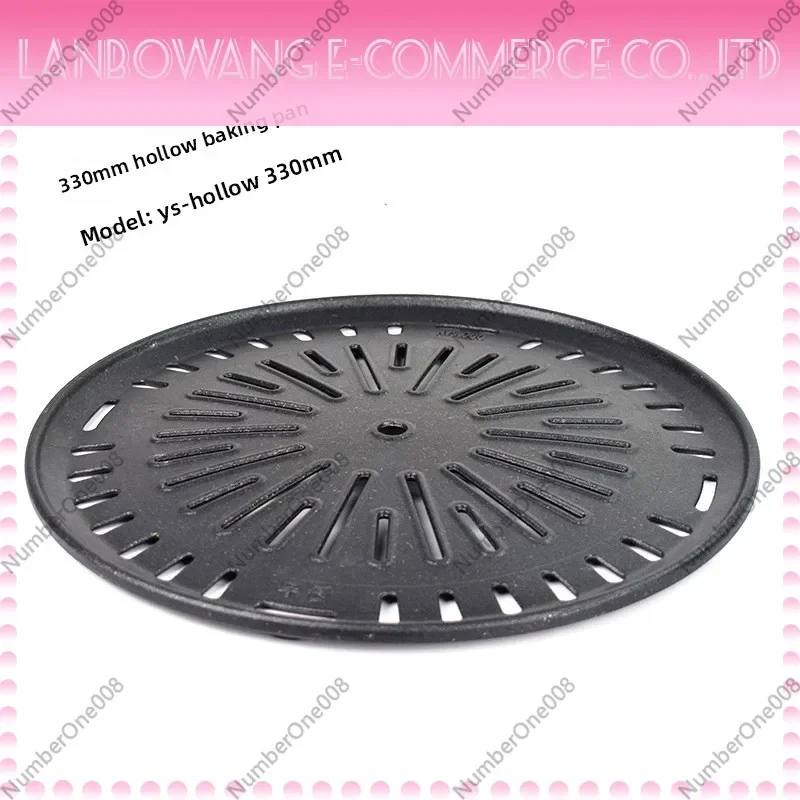 Korean Charcoal Grill Commercial Cast Iron BBQ Grill Pan, Portable Non-Stick Stone Coated Round Hollow Smokeless for Home