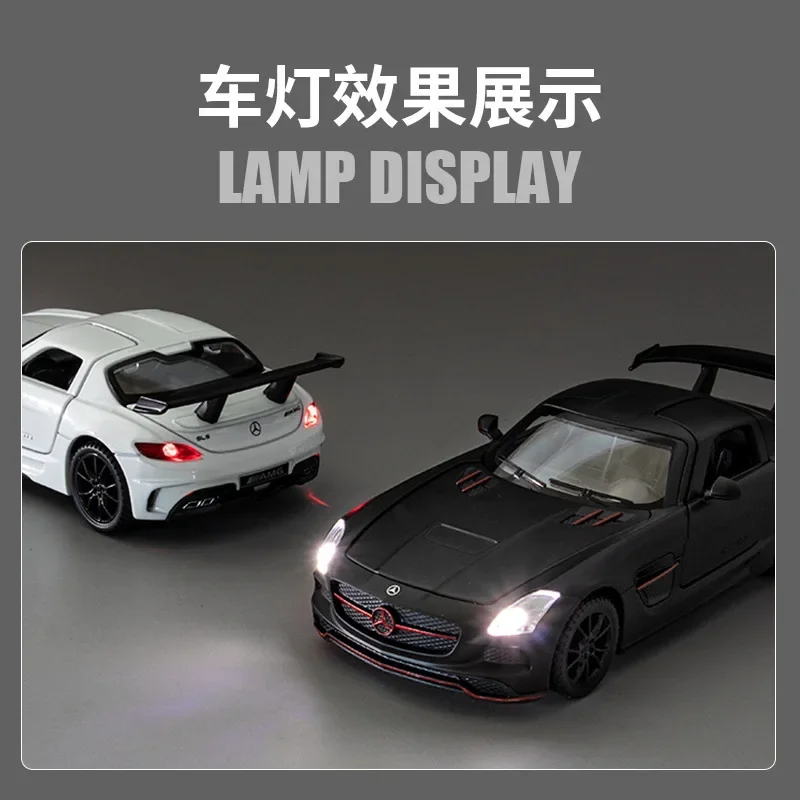 1:32 Mercedes-Benz SLS High Simulation Diecast Metal Alloy Model car Sound Light Pull Back Collection Kids Toy Gifts F390