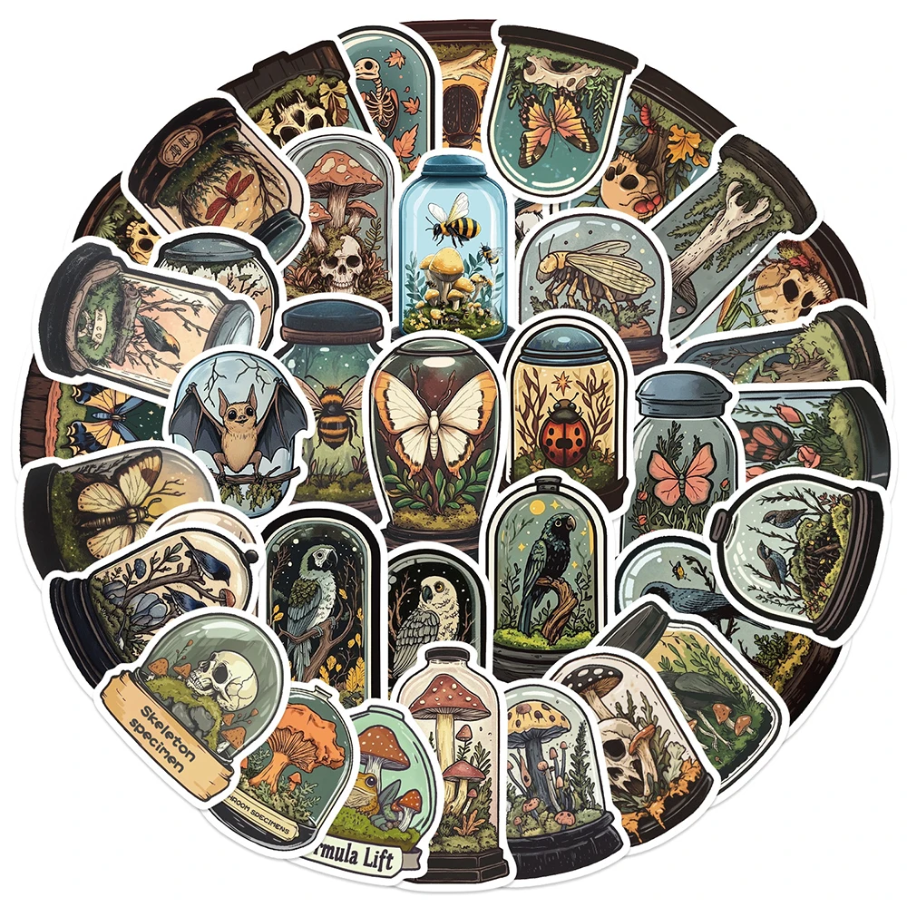 10/30/50pcs Cool Vintage Animal Specimen Stickers Decals Skateboard Laptop Phone Luggage Waterproof Sticker Kids Classics Toys