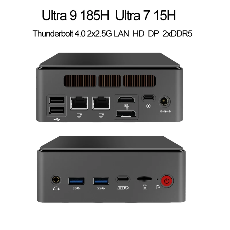 AI Gamer Mini PC Intel Core Ultra 9 185H 7 155H Thunderbolt 4 2*2.5G LAN 2 * DDR5 2xM.2 فتحة SSD Windows 11 كمبيوتر مكتبي WiFi6