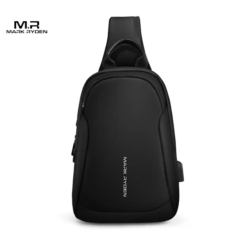 Bolso de pecho multifuncional impermeable para hombre, bandolera informal con carga USB, novedad de 2024