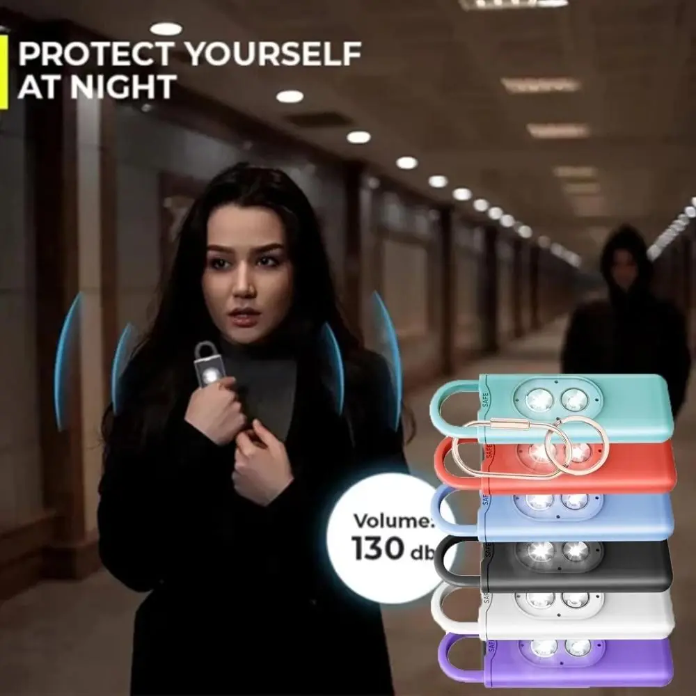New ABS Self Defense Siren Portable with 130dB SOS Personal Security Keychain LED Light Keychain Alarm Alarms for Women