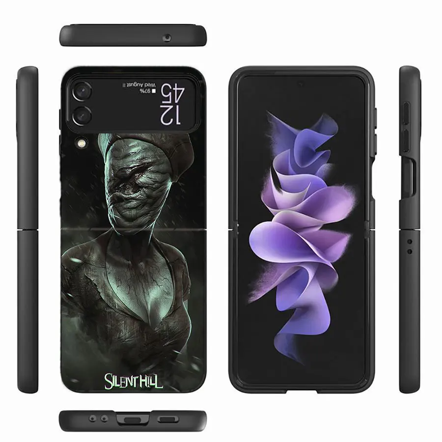 Games S-Silent Hill Phone Case For Samsung Galaxy Z Flip 6 4 3 5G Funda Black Coque Hard PC Luxury Cover Z Flip 5 Capa Fashion C