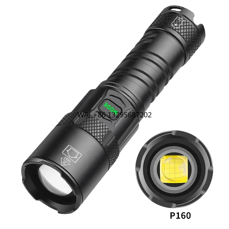 

5000 Lumens High Power LED Flashlight Portable Camping Lights Rechargeable Battery Power Bank Function Zoomable Torch Lights