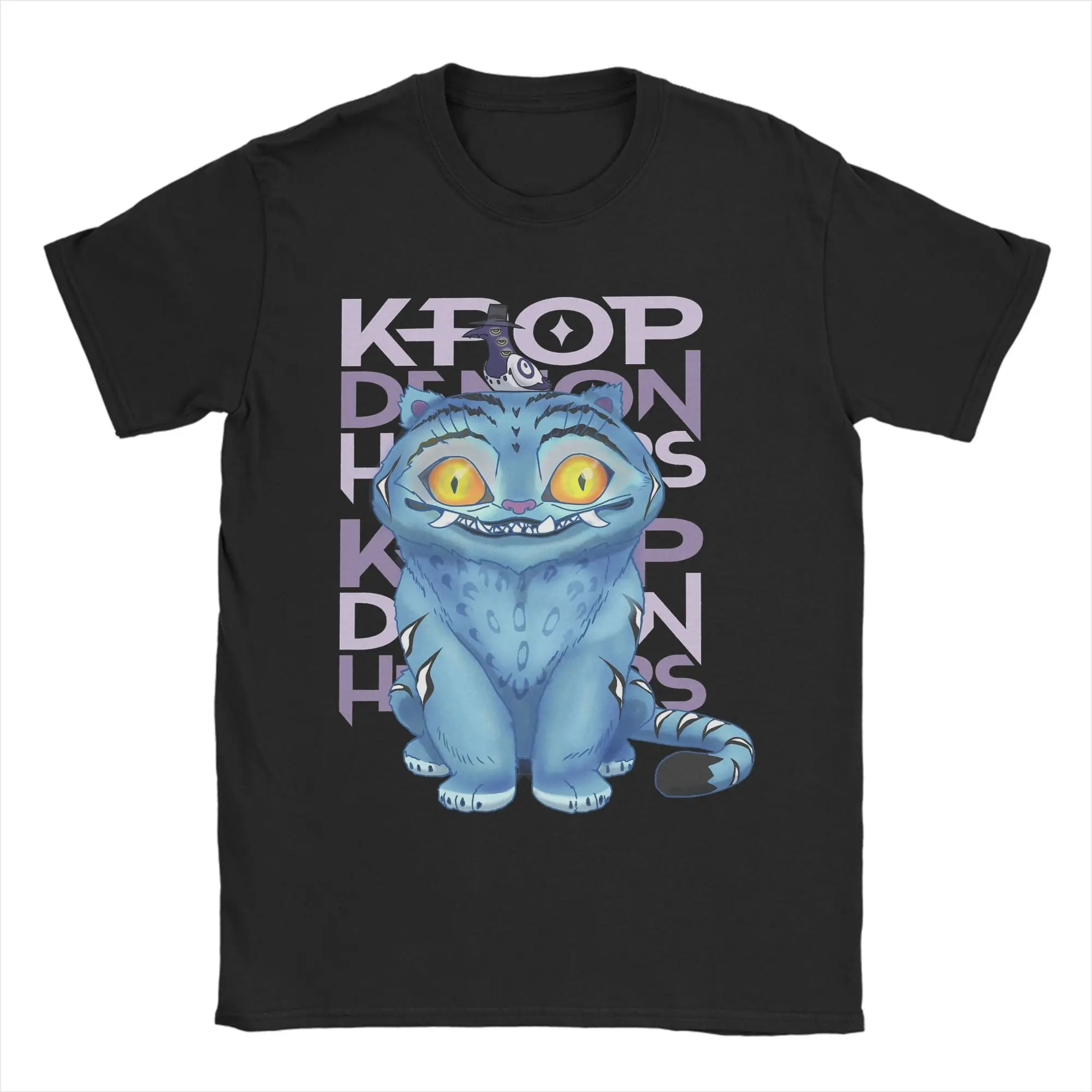 

KPop Demon Hunters Derpy Tiger and Sussy Birb T Shirt Pure Cotton Clothing Humorous Short Sleeve Tees Plus Size T-Shirts