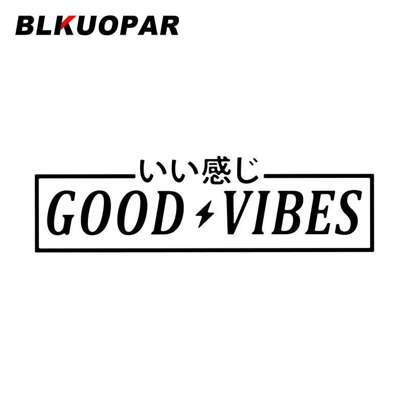 BLKUOPAR GOOD VIBES Japanese Text Car Stickers Fashion Vinyl Decal Scratch-Proof Die Cut Motorcycle Caravan Car Lable