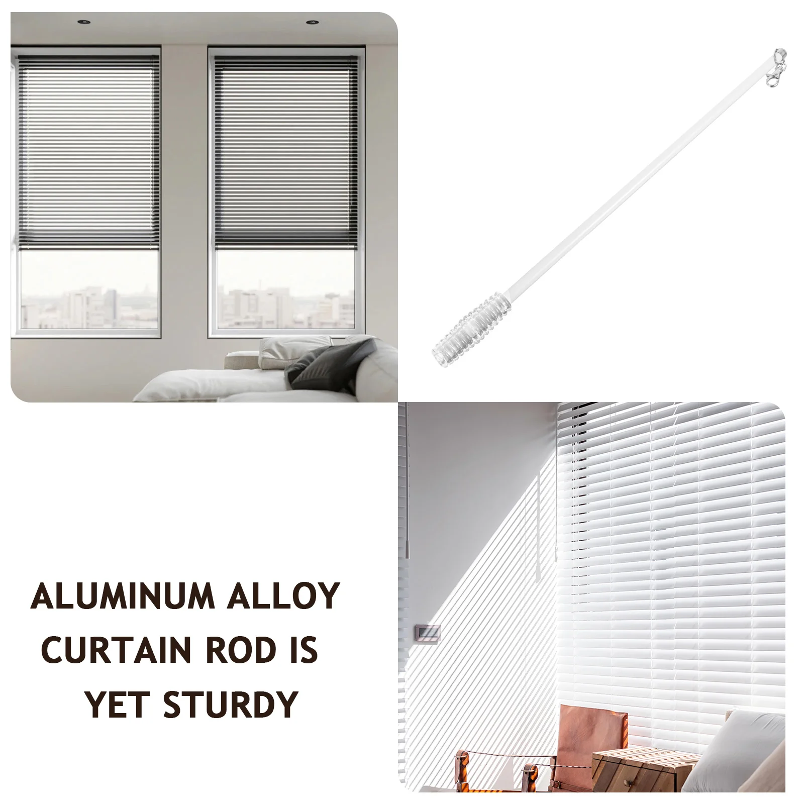 Curtain Rods for Windows Pole 21 Inch Drapery Pull Stick Wand Manual Tie 555X28CM Curtains White