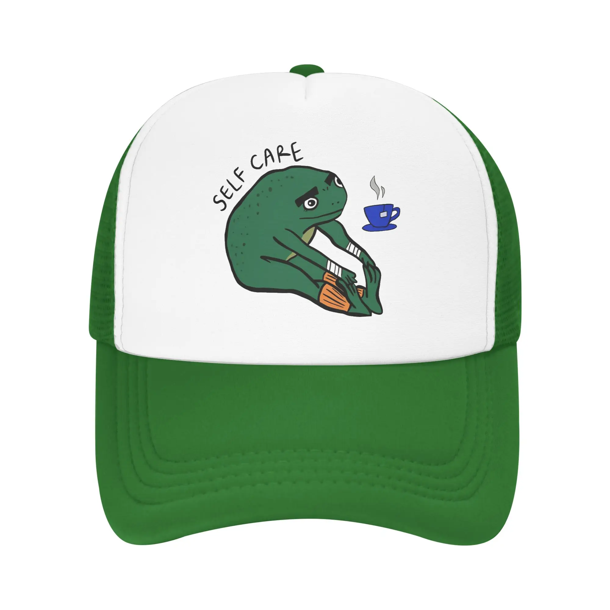 Frog Self Care  Froggo  Trucker Hats Men Women  Hats Trucker Hat Racing Cap Adjustable Polyester Mesh Baseball Caps Summer