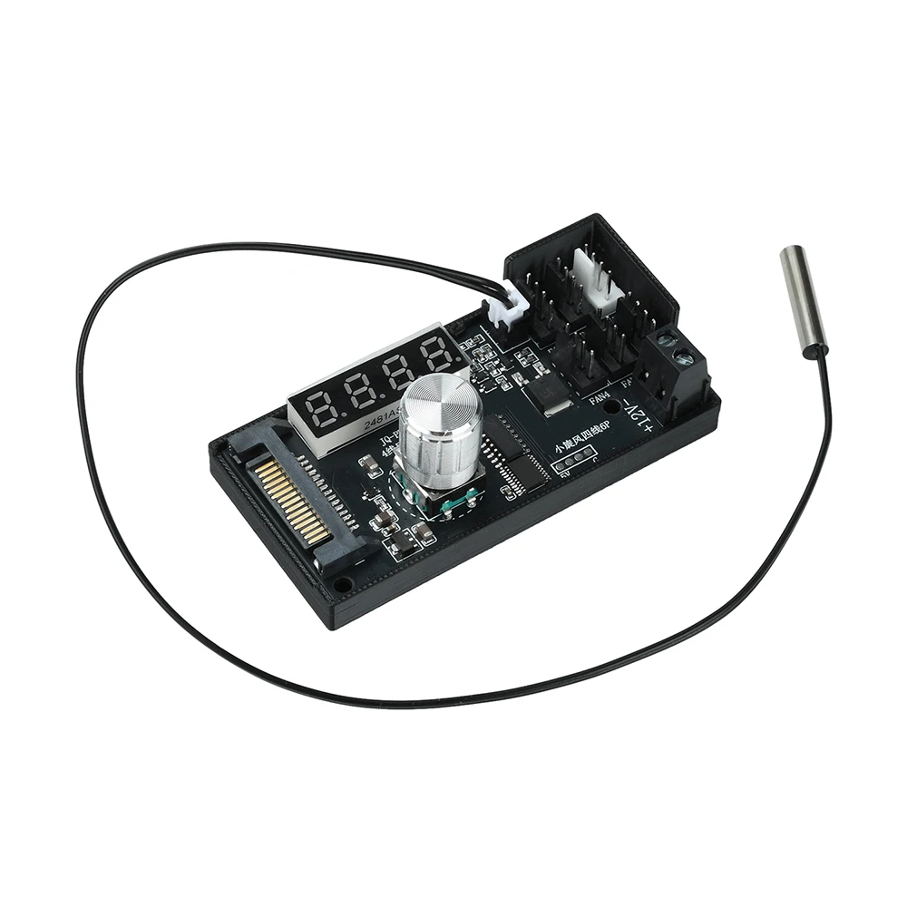 6-Kanal-PWM-Lüftersteuerung 12V 5A mit Digitalanzeige für PC-Kühlung, temperaturgesteuertes Kühlsystem mit SATA-Stromversorgung – Detail 7